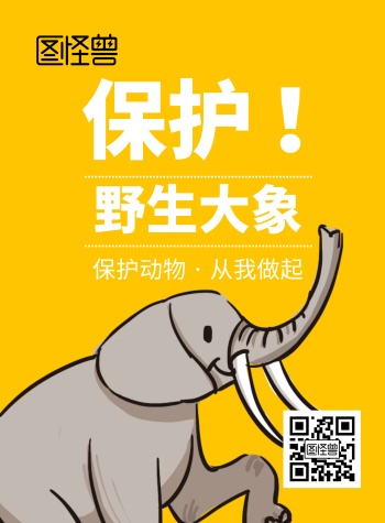 保护野生大象小学公益海报