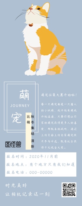 萌宠征集大赛简约营销长图