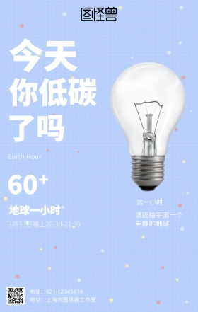 简约地球一小时海报