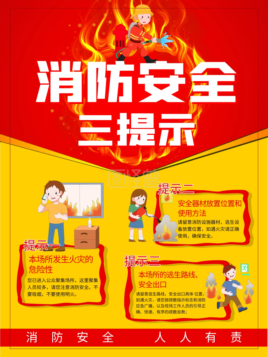消防安全三提示展板