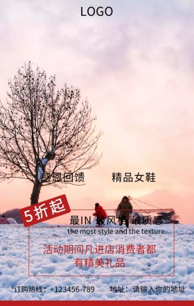 冬季新品精品女鞋感恩回馈活动营销海报