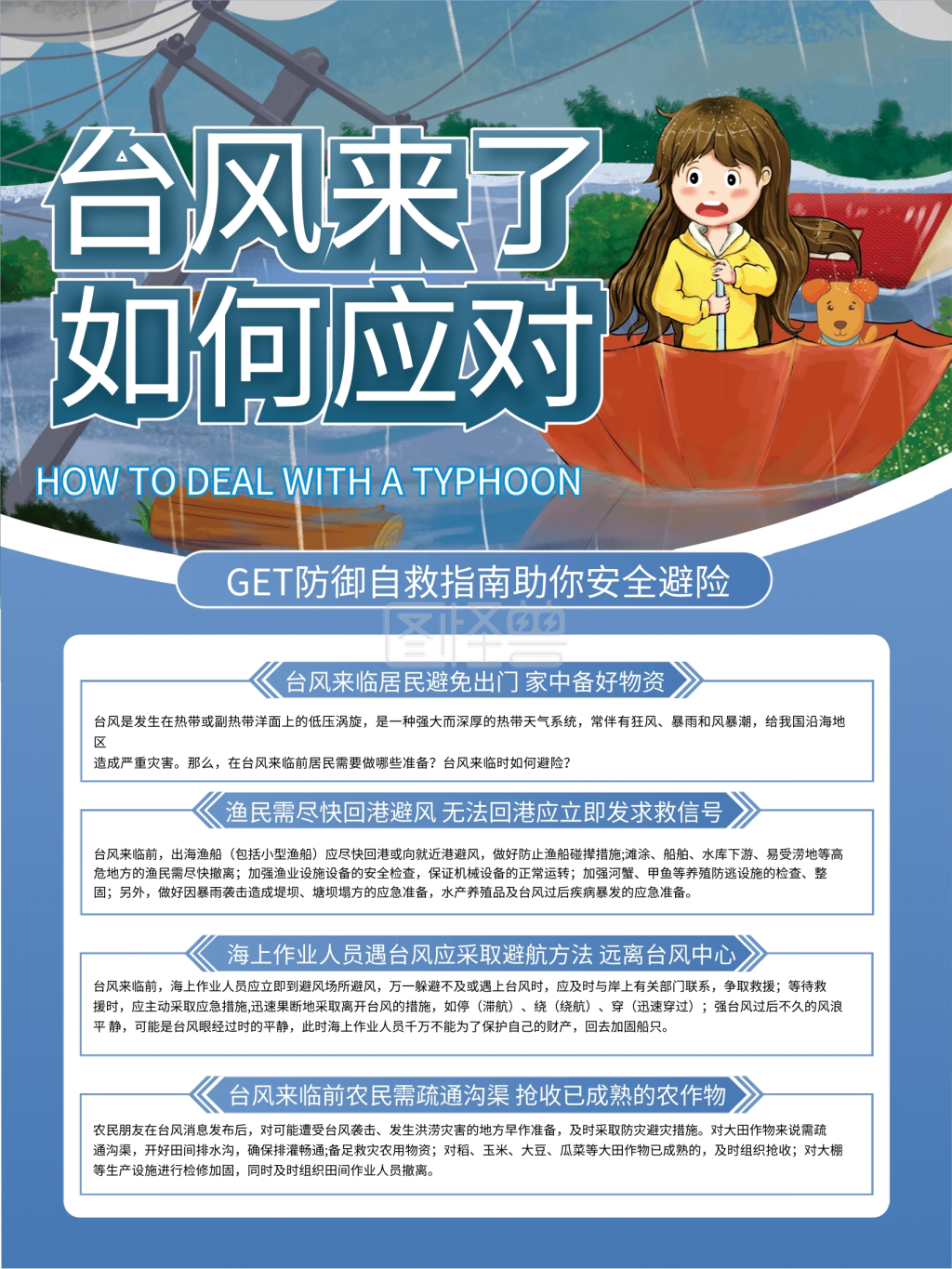 台风防御自救指南宣传海报