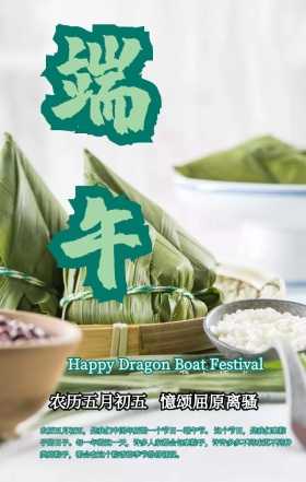 中国风龙舟屈原端午节宣传手机海报