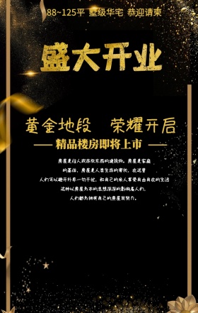 黑金大气楼盘盛大开盘宣传手机海报