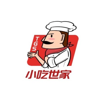 红色卡通创意小吃世家餐饮logo设计