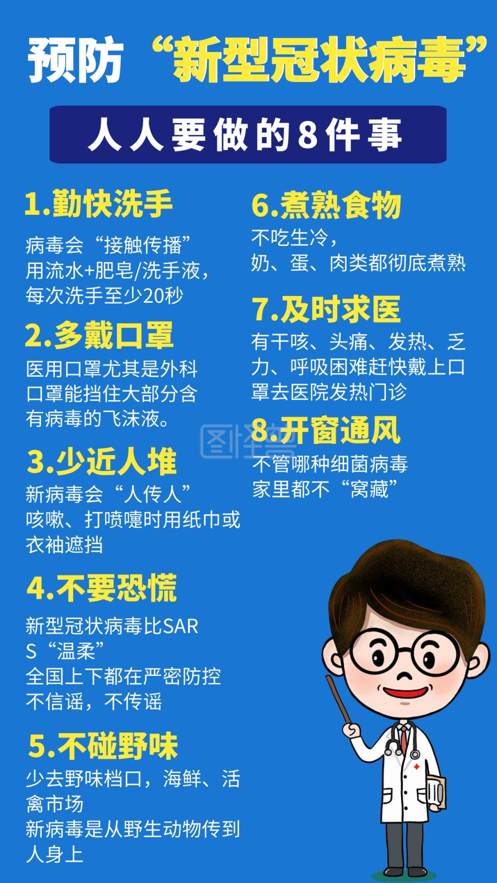 预防"新型冠状病毒"注意事项创意手机海报