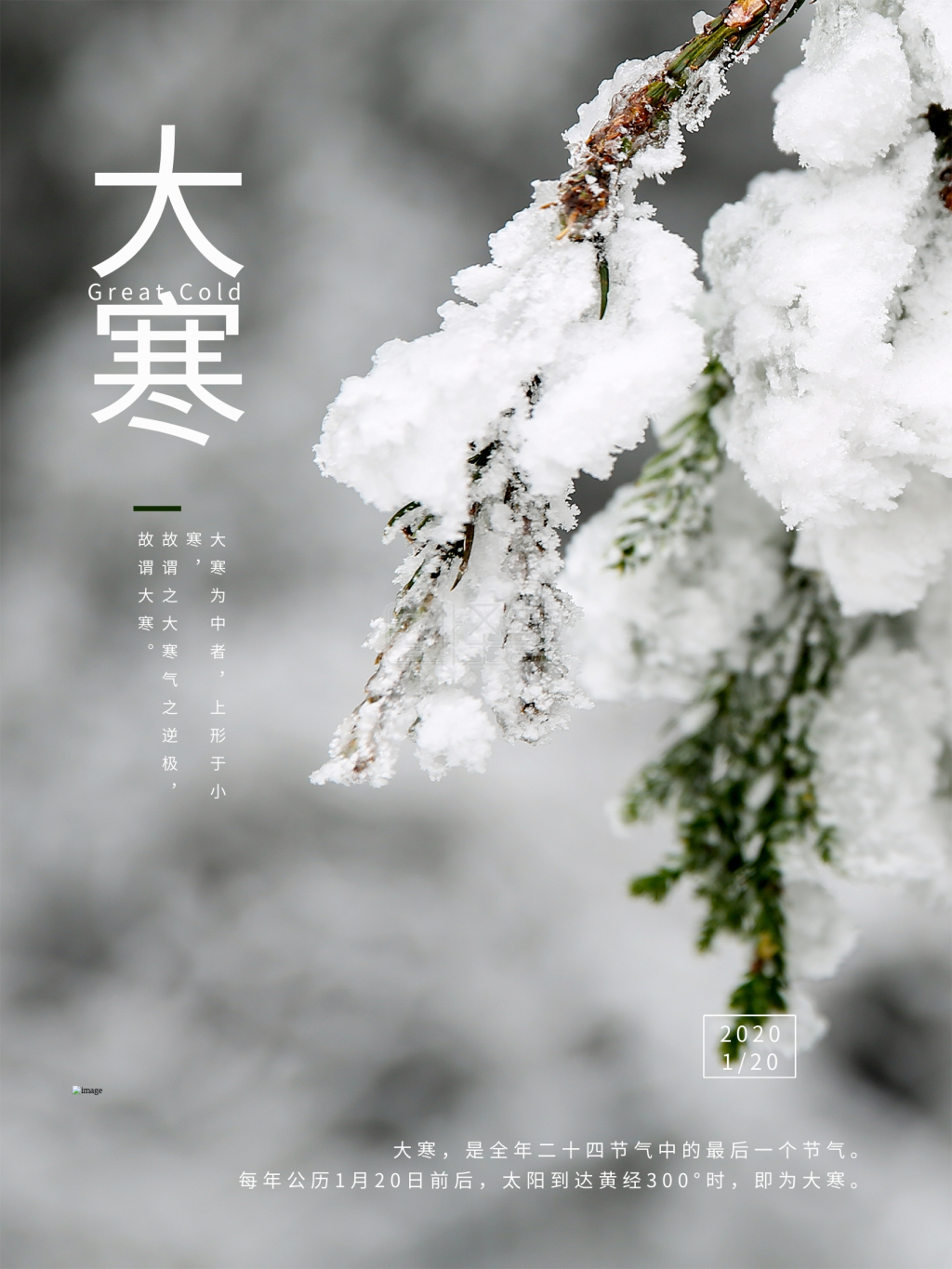 中国传统二十四节气简约风大寒海报