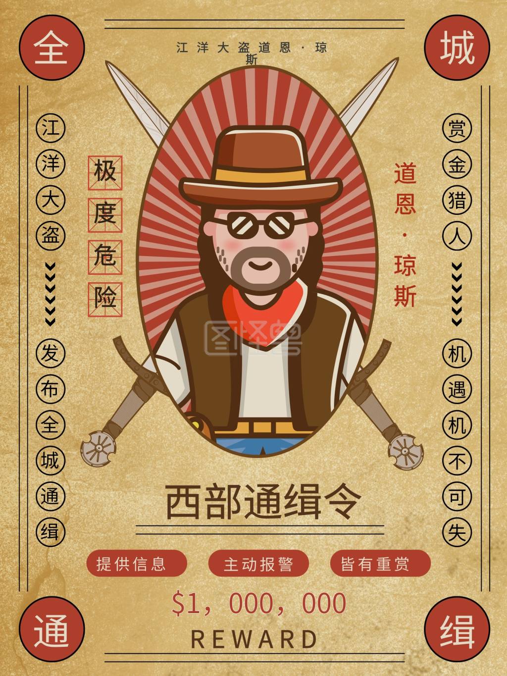 全城通缉-西部通缉海报在线图片制作-图怪兽