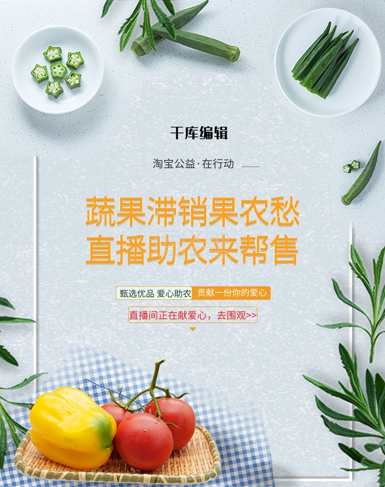 电商直播爱心助农蓝色清新banner