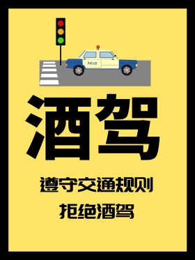 创意黄色酒驾交通安全海报