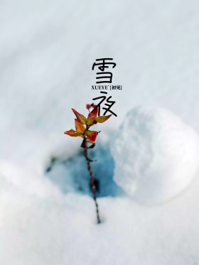原创手绘观窗夜景插画雪夜海报