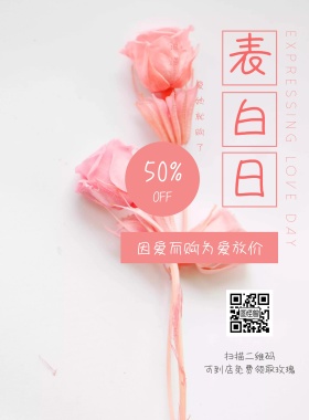 520表白日促销粉色简约海报模板