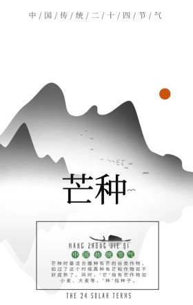 简约风格中国传统节气之芒种手机海报