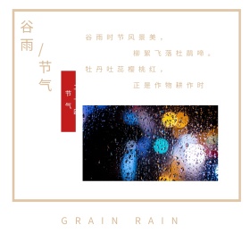 米色古风谷雨节气宣传公众号正方形促销