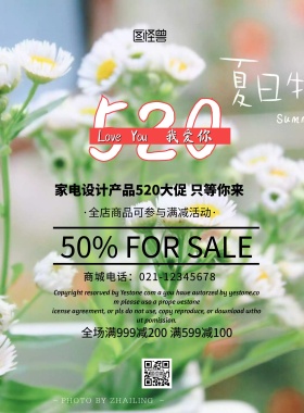家电设计单图简约520活动促销宣传单