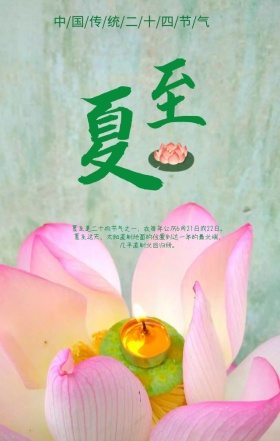 水墨荷花清新古风金鱼夏至节气海报