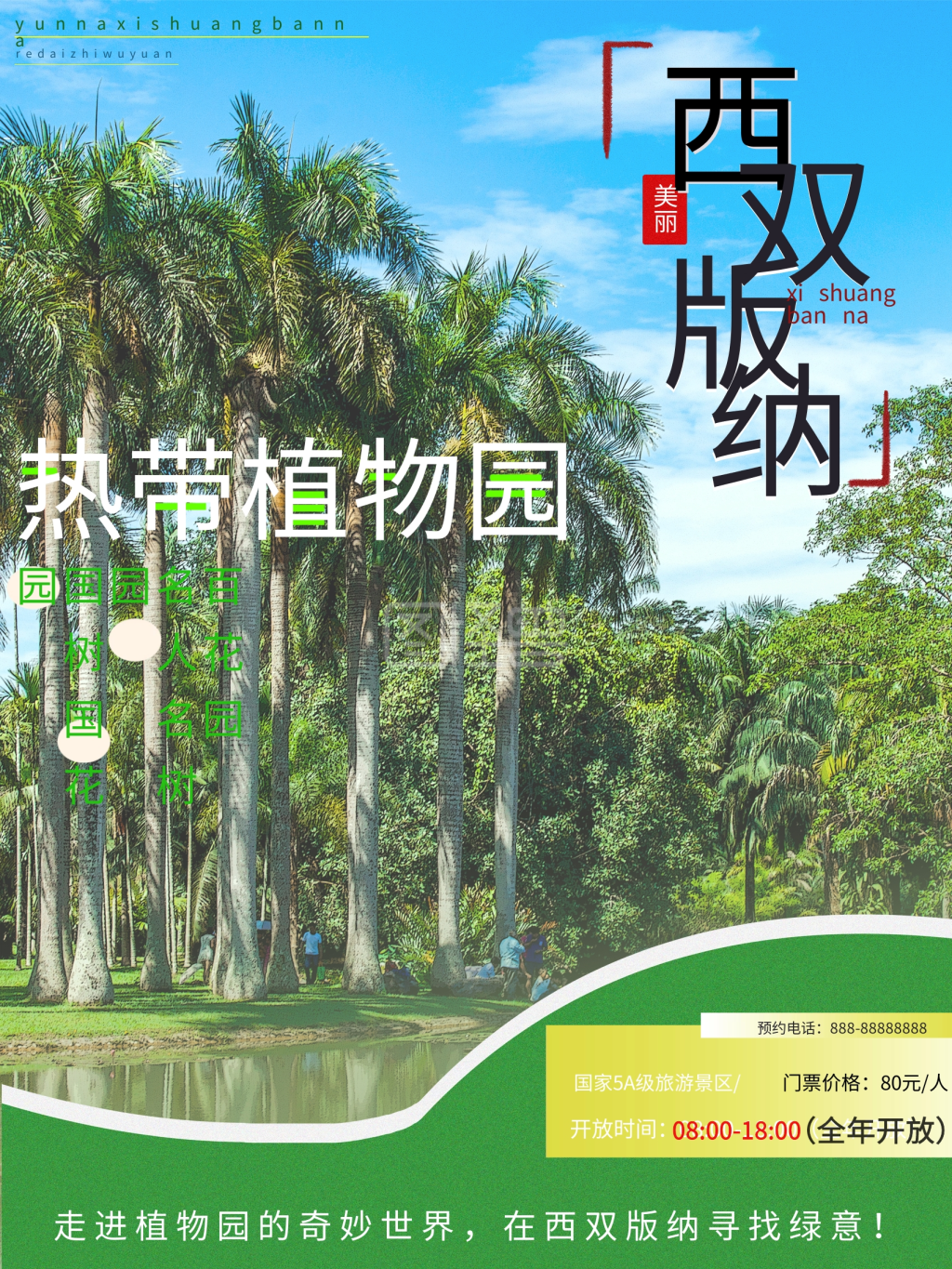 云南之西双版纳热带植物园旅游海报