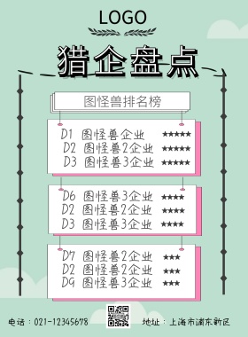 猎企盘点盘点蓝黄粉简约印刷海报