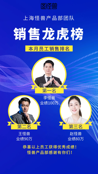 公司季度销售业绩表扬奖励排行榜手机海报