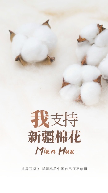 清新简约支持新疆棉花手机海报