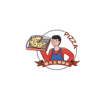 披萨logo手绘人物头像餐饮店标识