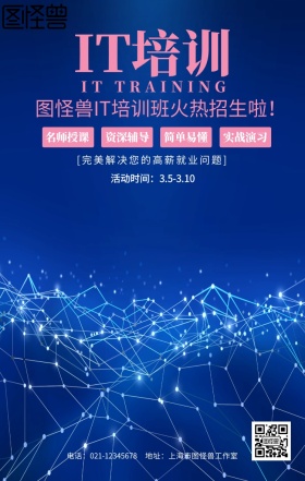 IT网络计算机培训班招生海报设计