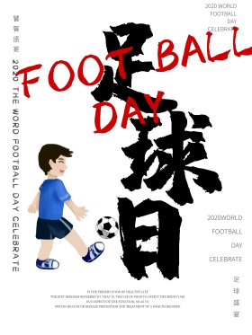 中国风水墨简约足球日宣传海报展板