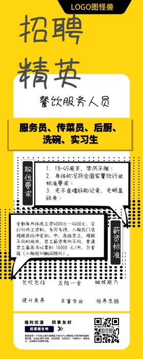 餐饮服务人员饭馆餐厅招聘职位要求长图