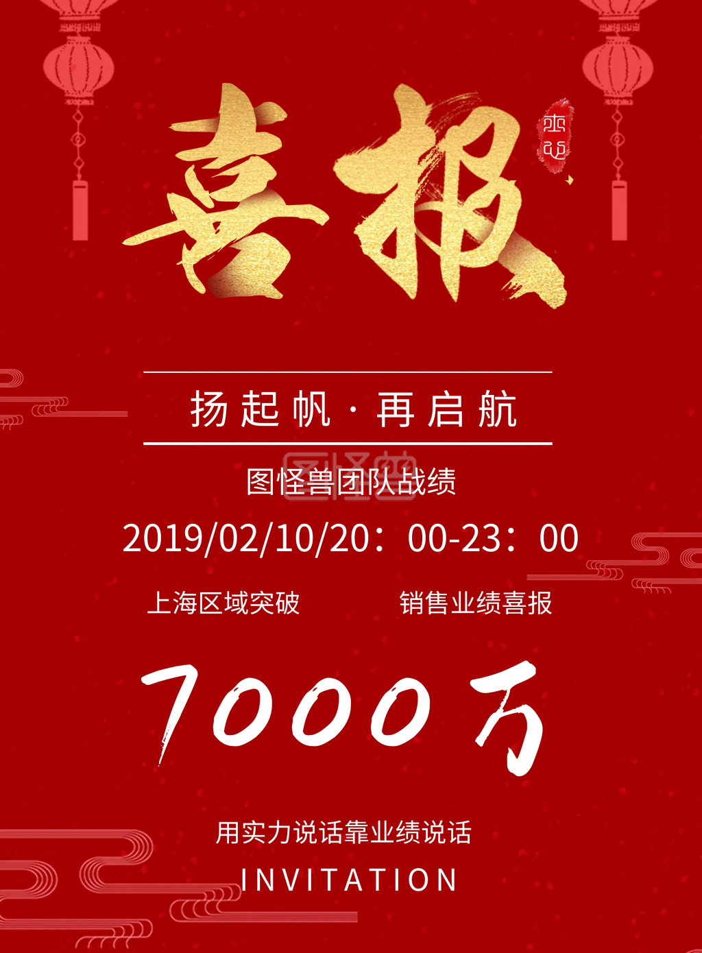 7000万 销售业绩喜报 上海区域突破 扬起帆·再启航 图怪兽团队战绩