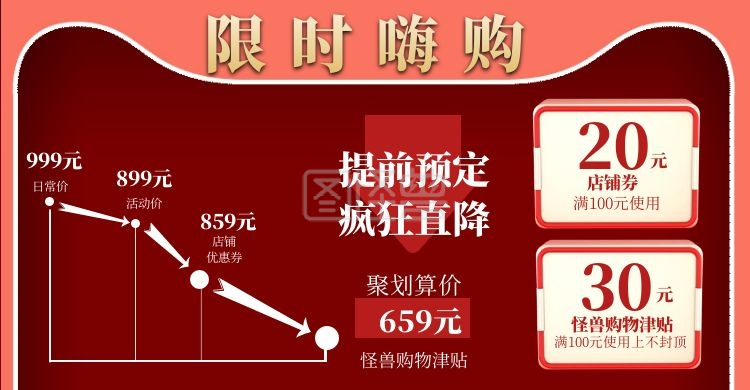 淘宝天猫价格曲线对比图电商横版海报