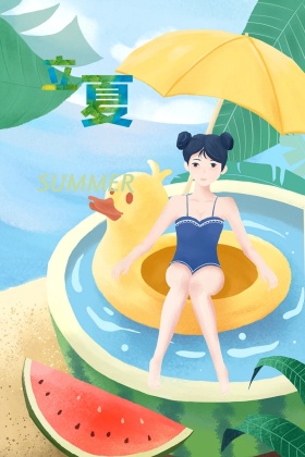 立夏清新文艺荷花池塘红包公众号配图