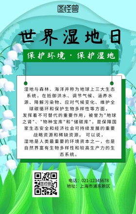 保护湿地手机海报