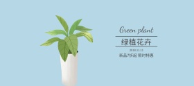 双11特惠卡通小清新绿植花卉banner