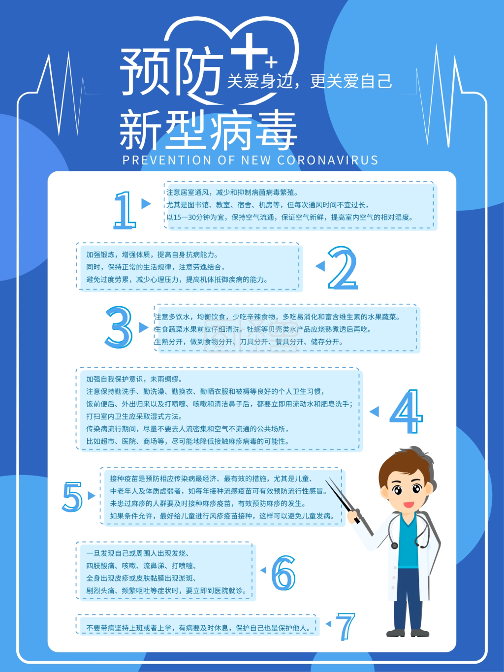 新型冠状病毒预防指南感染肺炎公益海报