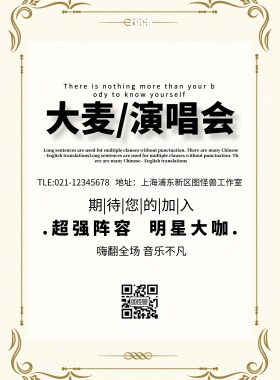 大麦演唱会炫酷简约大气印刷海报