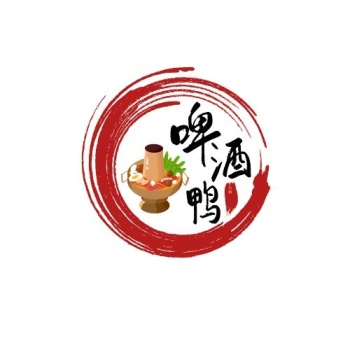 啤酒鸭火锅logo红色简约