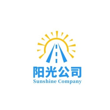 阳光公司太阳橙蓝简约网络logo