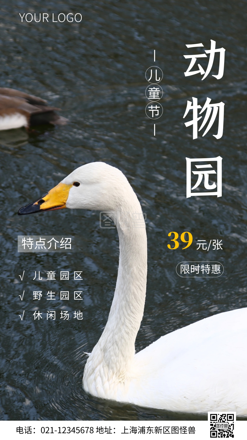儿童节摄影-简约风儿童节动物园特惠摄影图海报在线图片制作-图怪兽