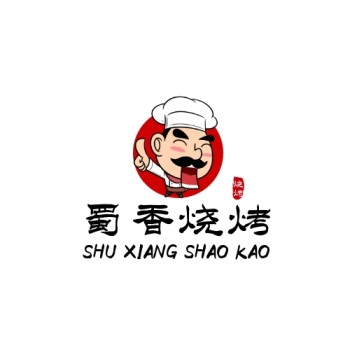logo蜀香烧烤红色调卡通风烧烤店