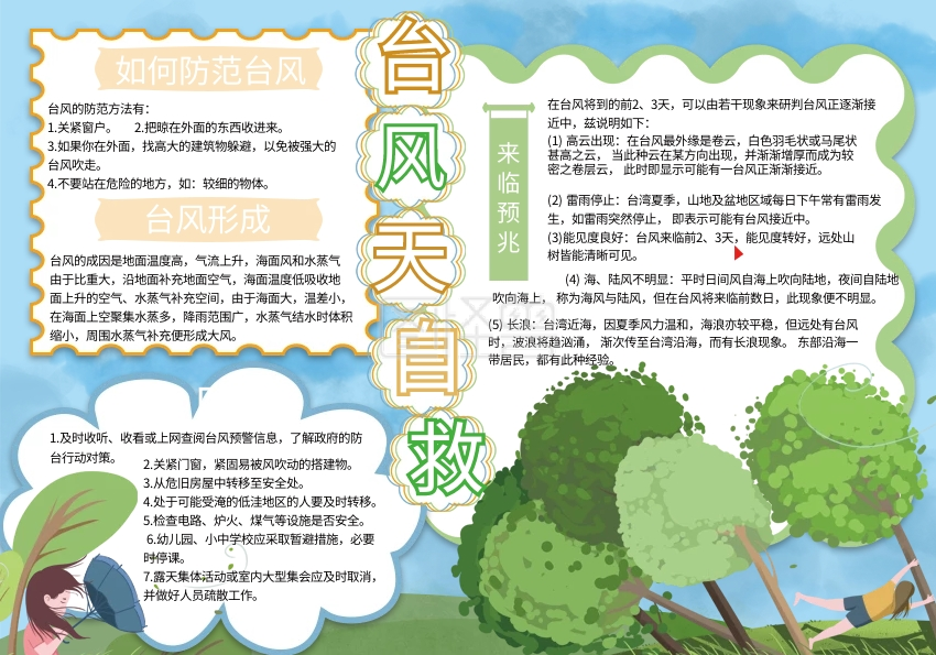 台风天自救知识手抄报
