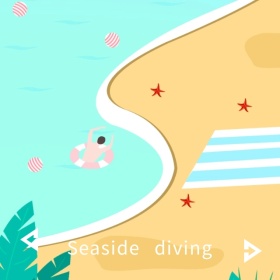 海边跳水女孩蓝色手机微博封面模版