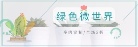 绿色文艺小清新多肉植物淘宝banner电商海报