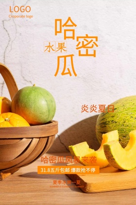 夏日哈密瓜促销海报