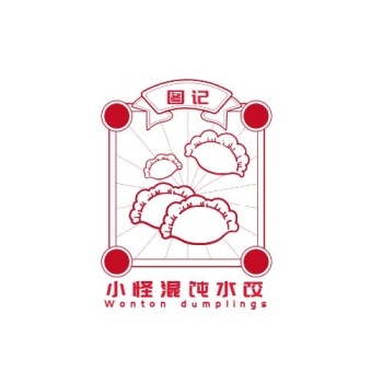 红色现代风格馄饨水饺logo设计