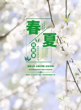 清新简约春夏上新促销宣传海报
