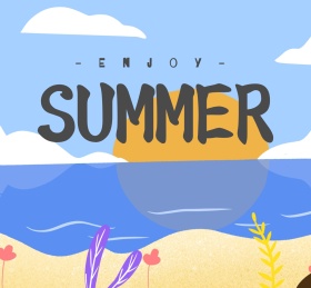 夏季海滩棕榈树朋友圈封面模板