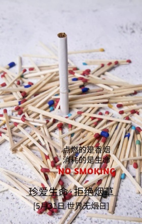 世界无烟日珍爱生命灰色简约手机海报