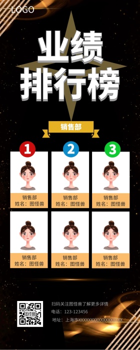 奢华大气业绩排行榜营销长图