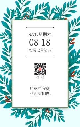 手绘花草意境日签