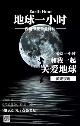 简约地球一小时夜跑公益活动海报